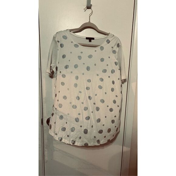 Park Hurst Gray Polka Dot White SHort Sleeve Top SZ XL - Picture 7 of 9